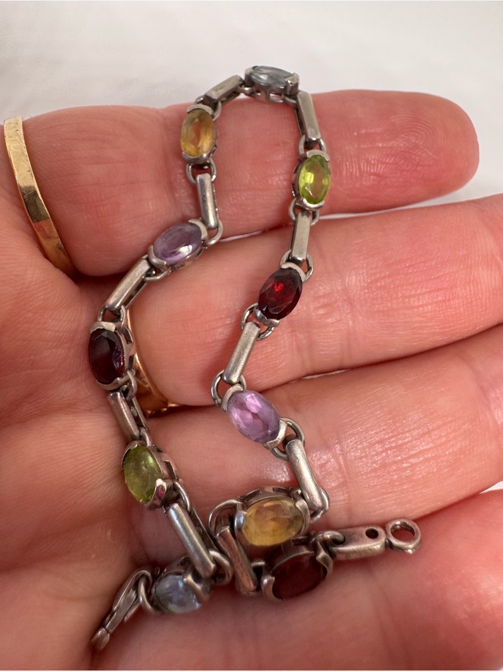 925 Sterling Silver Multi Gemstone Bracelet Topaz Garnet Amethyst 7.25" 8.2g - Picture 17 of 17